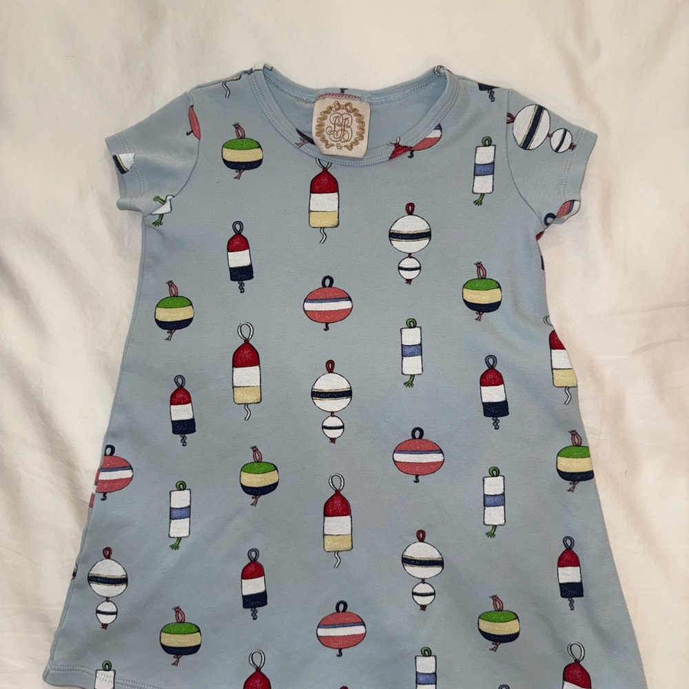 The Beaufort Bonnet Company Blue Dress with Colorful Buoys